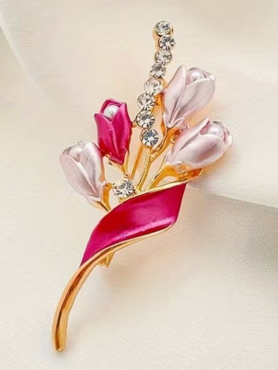 Jewelry - Pink Enamel Tulip Brooch